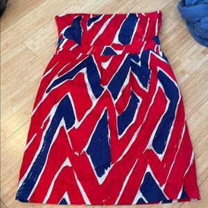 LIKE NEW! Red White And Blue Strapless We Heart Vera Anthro Dress W Pockets